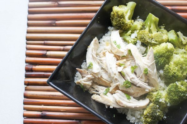 Lemon Ginger Chicken (Paleo AIP, AI Keto, Whole 30) Lemon Ginger Chicken (Paleo AIP, AI Keto, Whole 30) in an Asian-inspired black square bowl on bamboo placemat